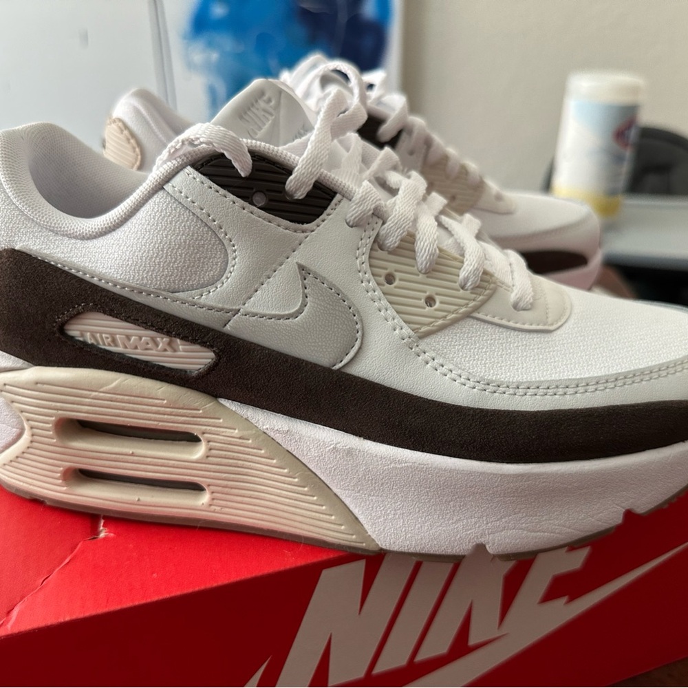 Nike Air Max White and Brown Sneakers